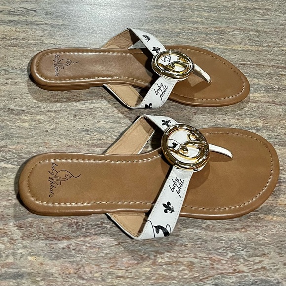 Baby Phat thong sandals with gold color ring and bling - Picture 6 of 12